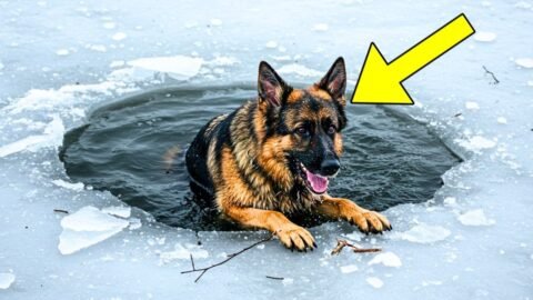 German Shepherd Trapped in Frozen Lake Cries to Rescuers for Help — Then a Miracle Happens